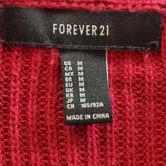 Forever 21 Womens Lace Up Cropped Cardigan Size M Cherry Red Y2K Fairy Grunge - Picture 9 of 10